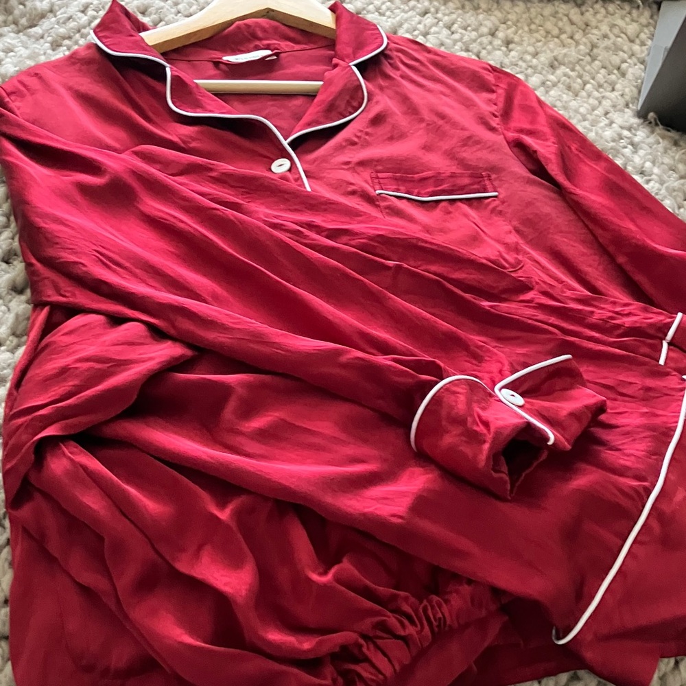 LILYSILK Women's Red PJ Set, (Small) - Picture 2 of 7
